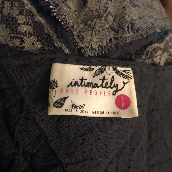 Free People Voile & Lace Trapeze Grey with Black Polka Dot Lace slip/dress - Picture 5 of 5